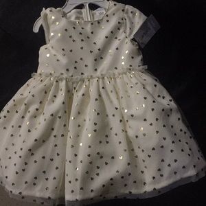 Carters 12 month white with gold hearts dress
